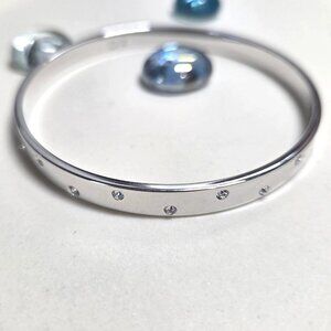 Swarovski Silver Tone Sliding Bangle Bracelet Clear Crystals Effortless Elegance